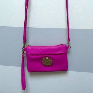 Faux MK Pink Cross Body Bag/Wristlet